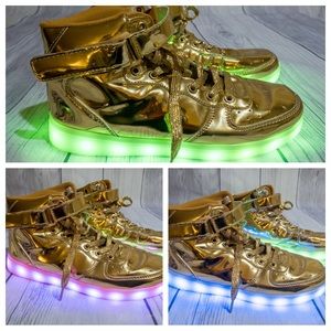 Unisex Metallic Gold LED Light Up High Top Shoes - EU 40, 9 Womens, 7.5 Mens